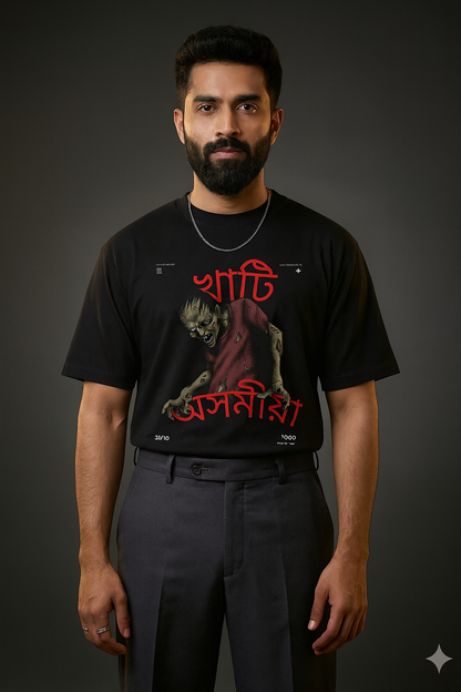 খাটি অসমীয়া Unisex Classic Crew T-Shirt (Black)